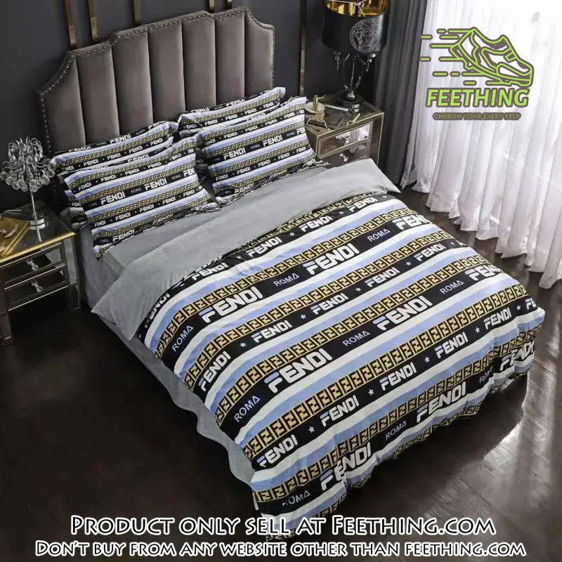 Fendi roma luxury brand premium bedding set bedspread duvet cover set home decor ft3421511